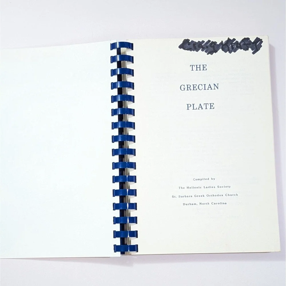The Grecian Plate Cookbook St. Barbara Greek Orthodox Church Durham NC 1984
